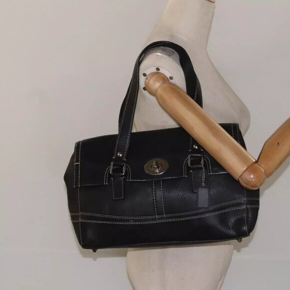 Coach Hand Bag Leather Black Auth - Picture 1 of 16